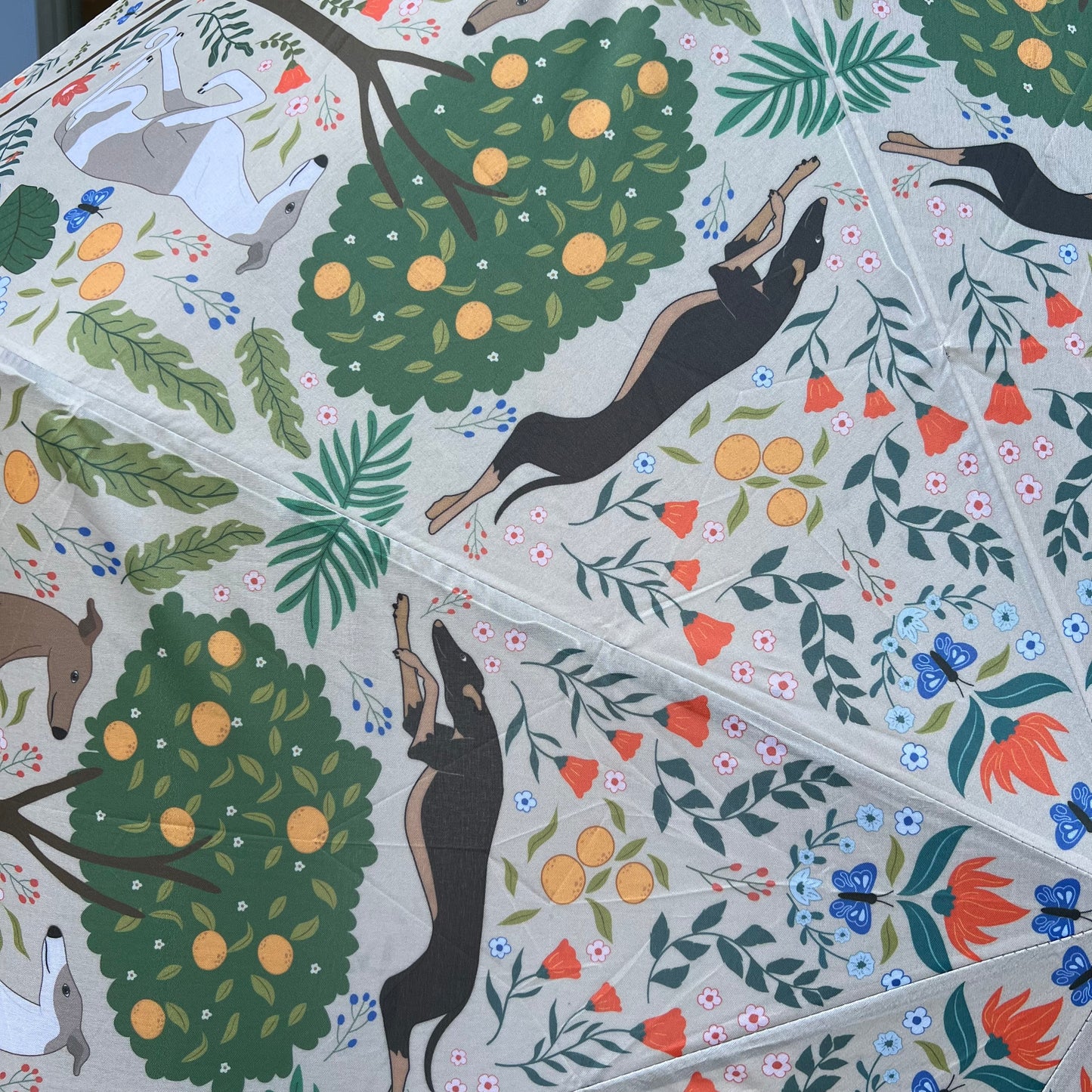 Art Deco Modern Greyhound and Florals Umbrella