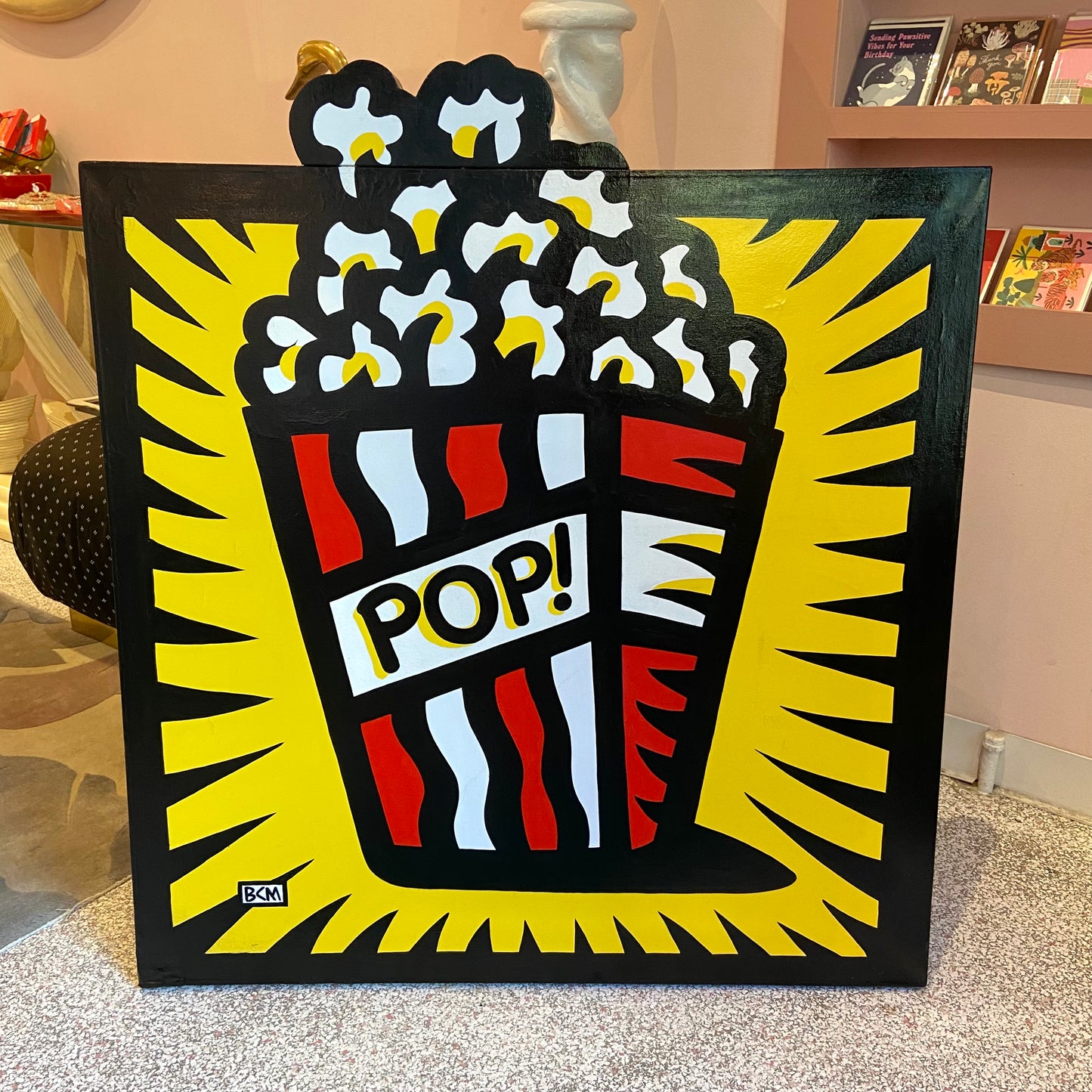 Rare Vintage Signed Burton Morris ‘Popcorn’ Acrylic 3D Artwork