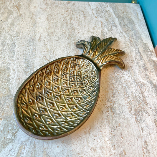 Vintage Brass Pineapple Catchall 7.5”