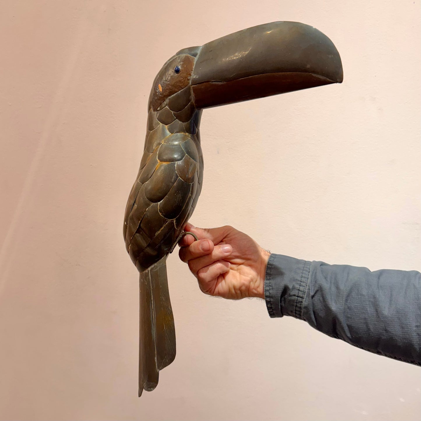 Vintage Mixed Metal Sergio Bustamante Style Toucan Standing Sculpture