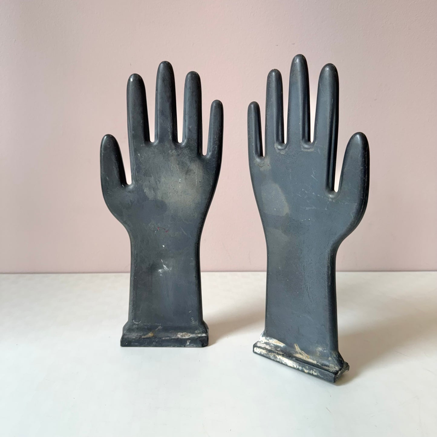 Vintage Pair of Ceramic Flat Glove Mold Display Hands
