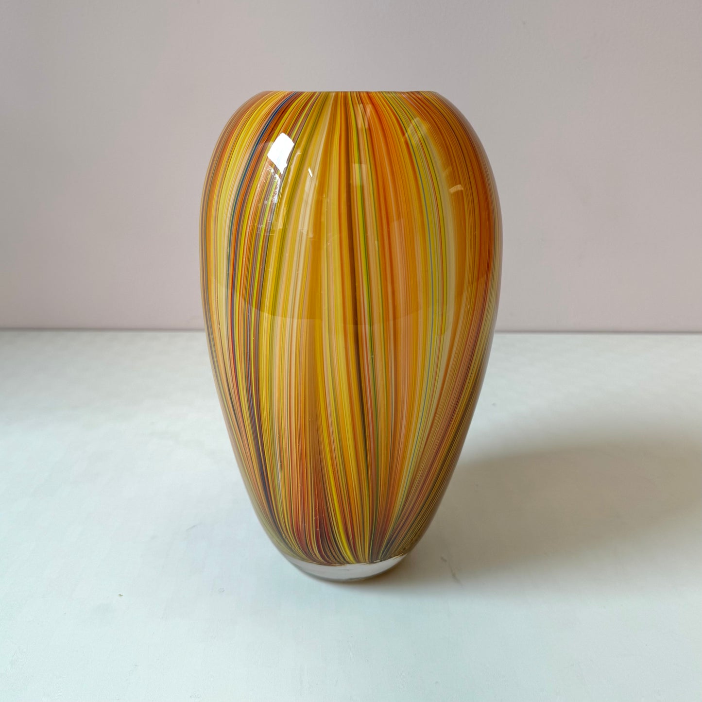 Vintage Multi-Color Feathered Glass Vase