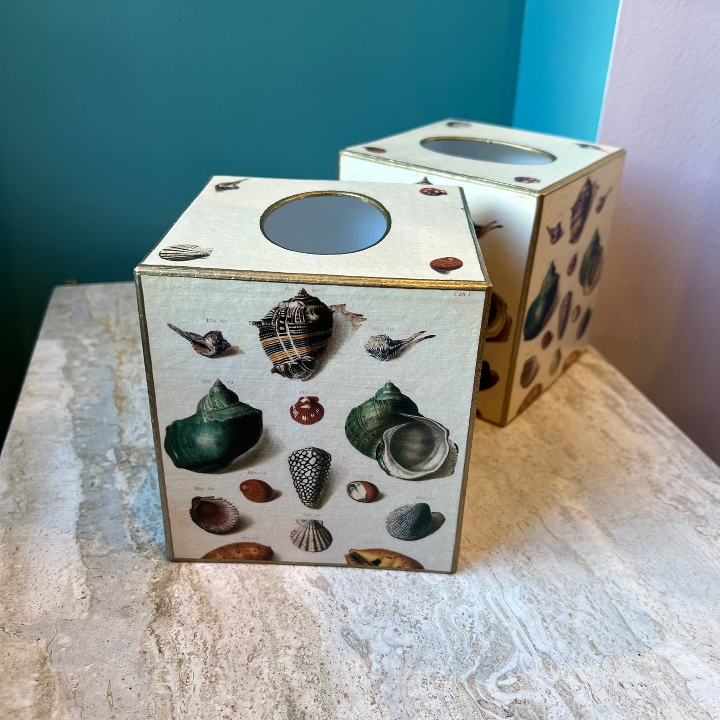 Shells on Cream Tissue Box Cover