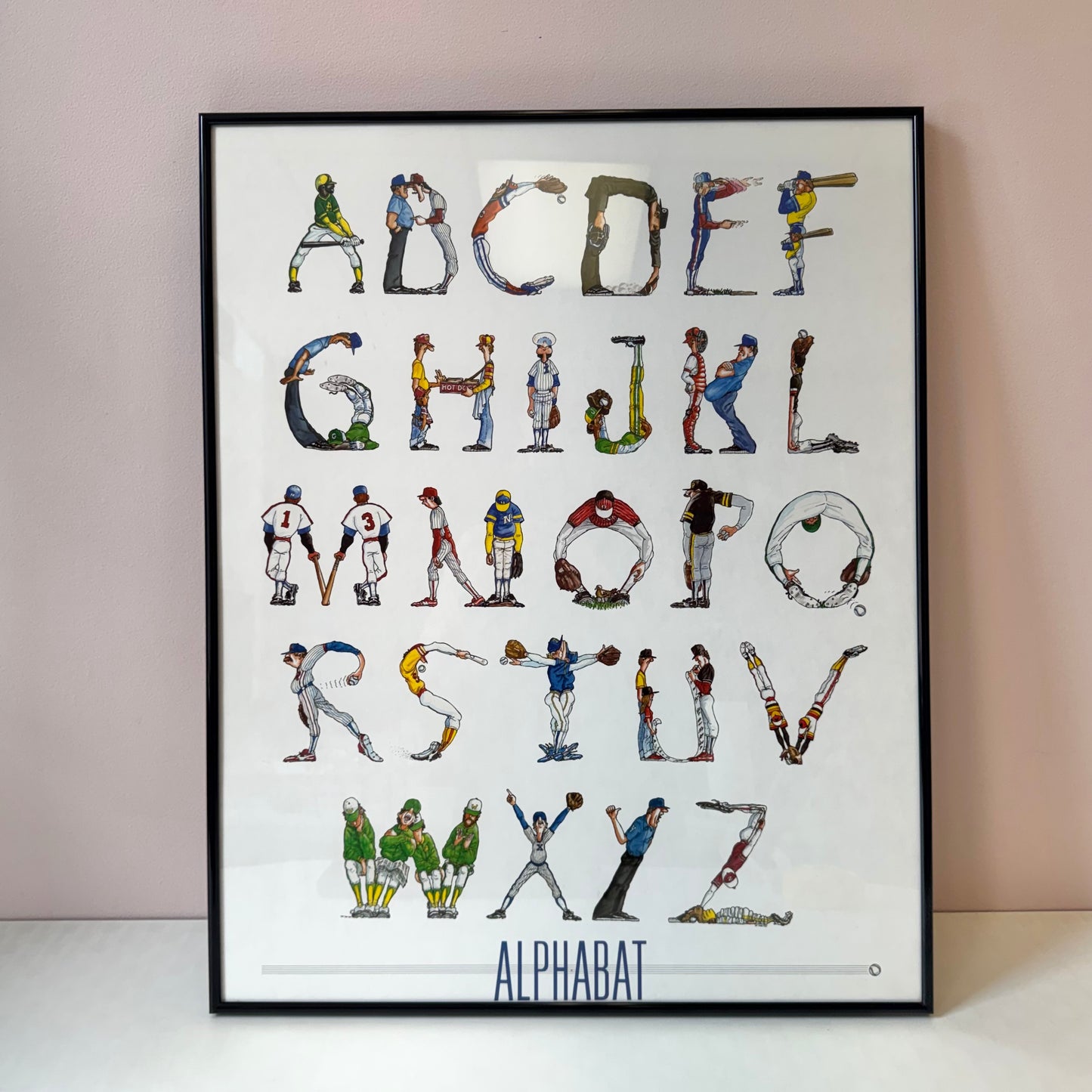 Vintage "Alphabat" Baseball Themed Poster by Doug Keith