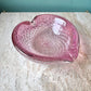 Vintage Signed Pink and Silver Leaf Murano Glass Bowl