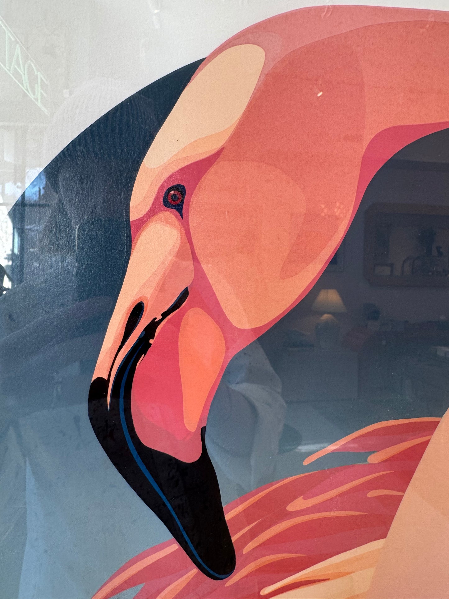 Vintage "At Water's Edge" Flamingo Signed and Numbered Lithograph by Marcel