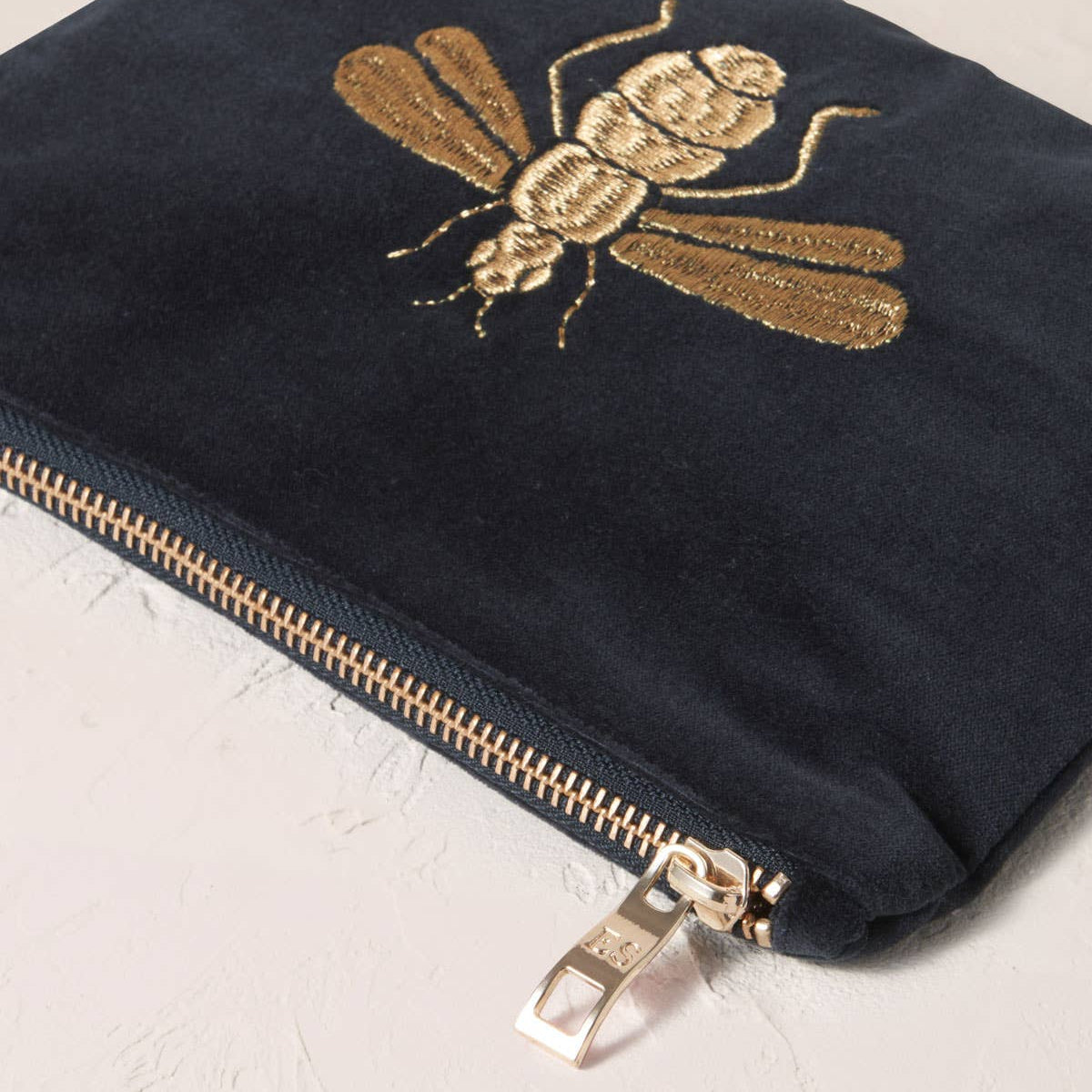 Black Velvet Honey Bee Medium Pouch by Elizabeth Scarlett