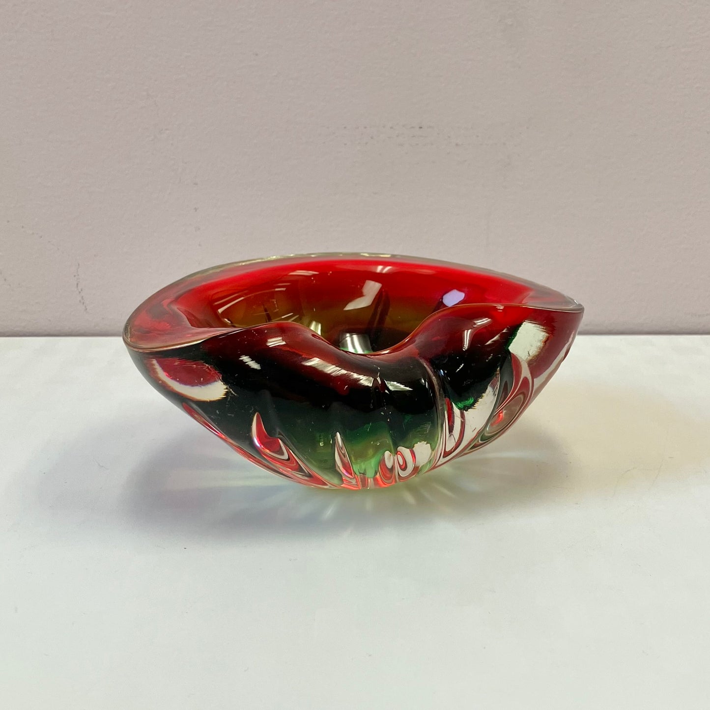 Vintage Murano style Red Glass Bowl/Ashtray