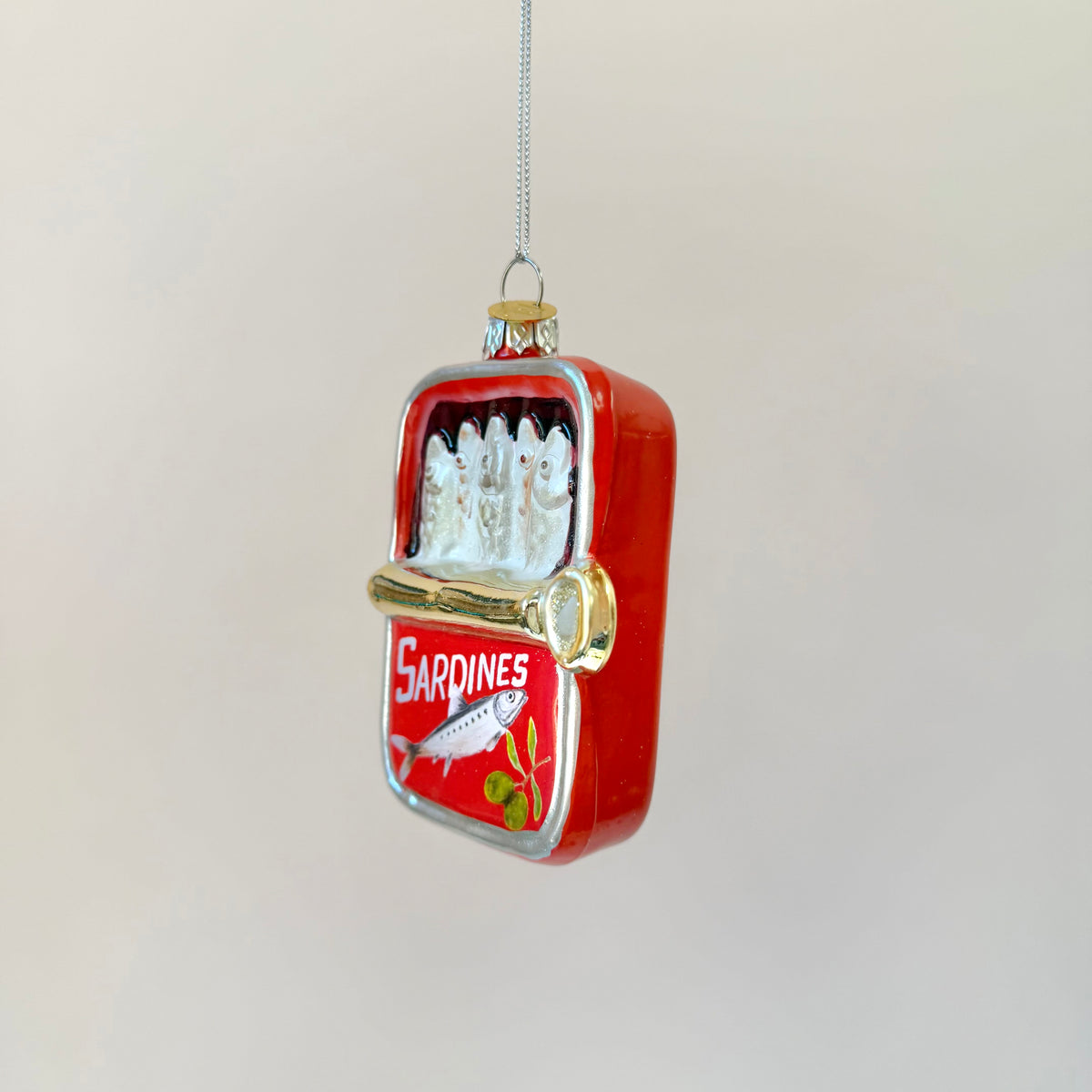 Can of Sardines Glass Ornament