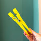 Vintage Mid Century Modern Oversized Bright Yellow Acrylic Clothespin Paperweight
