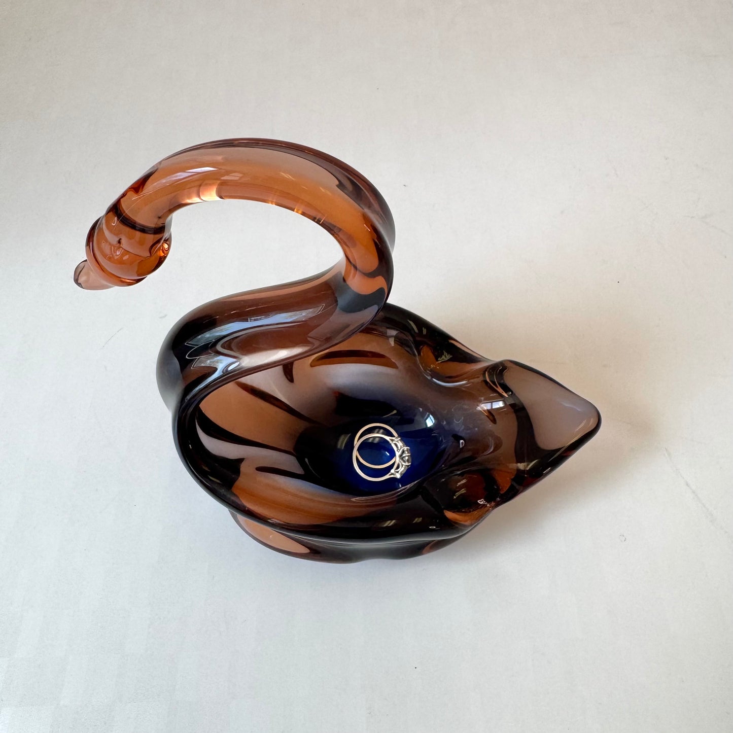 Vintage Murano Glass Style Swan Catchall Dish