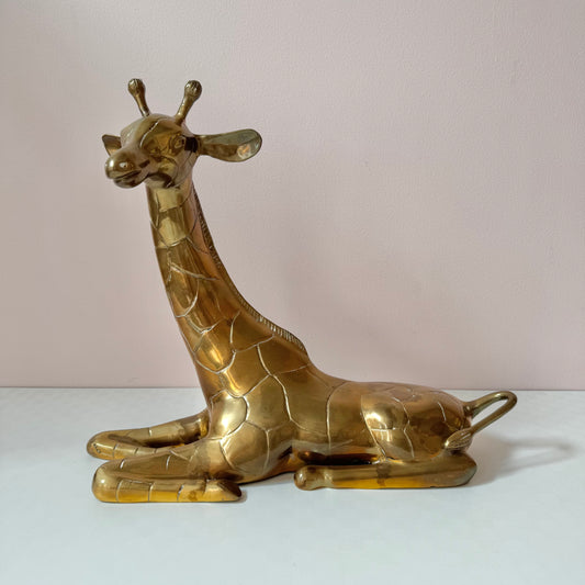 Vintage Large Brass Giraffe Statue