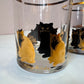 Vintage Set of Four 22 Karat Gold and Black Cat Rock Glasses by Georges Briard