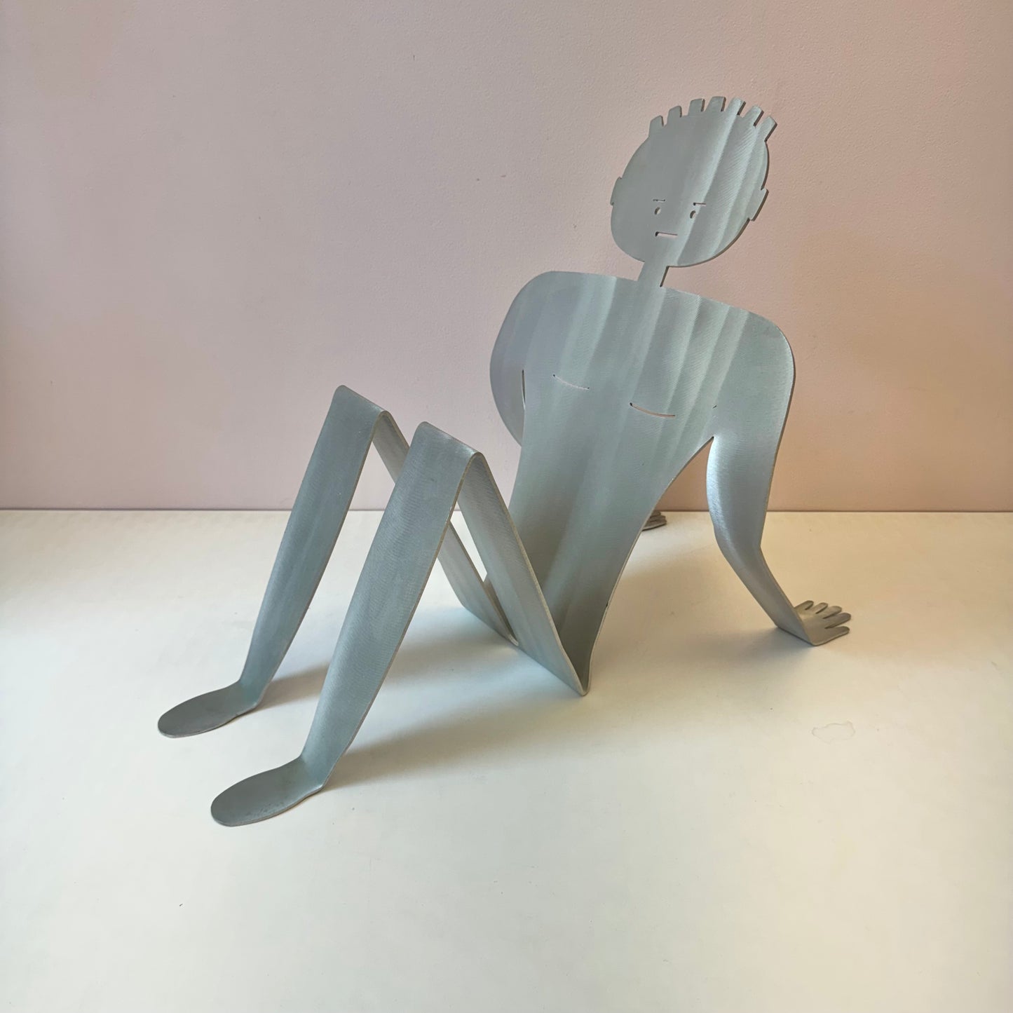 Vintage Postmodern Aluminum Man Magazine Rack by Fred Garbotz