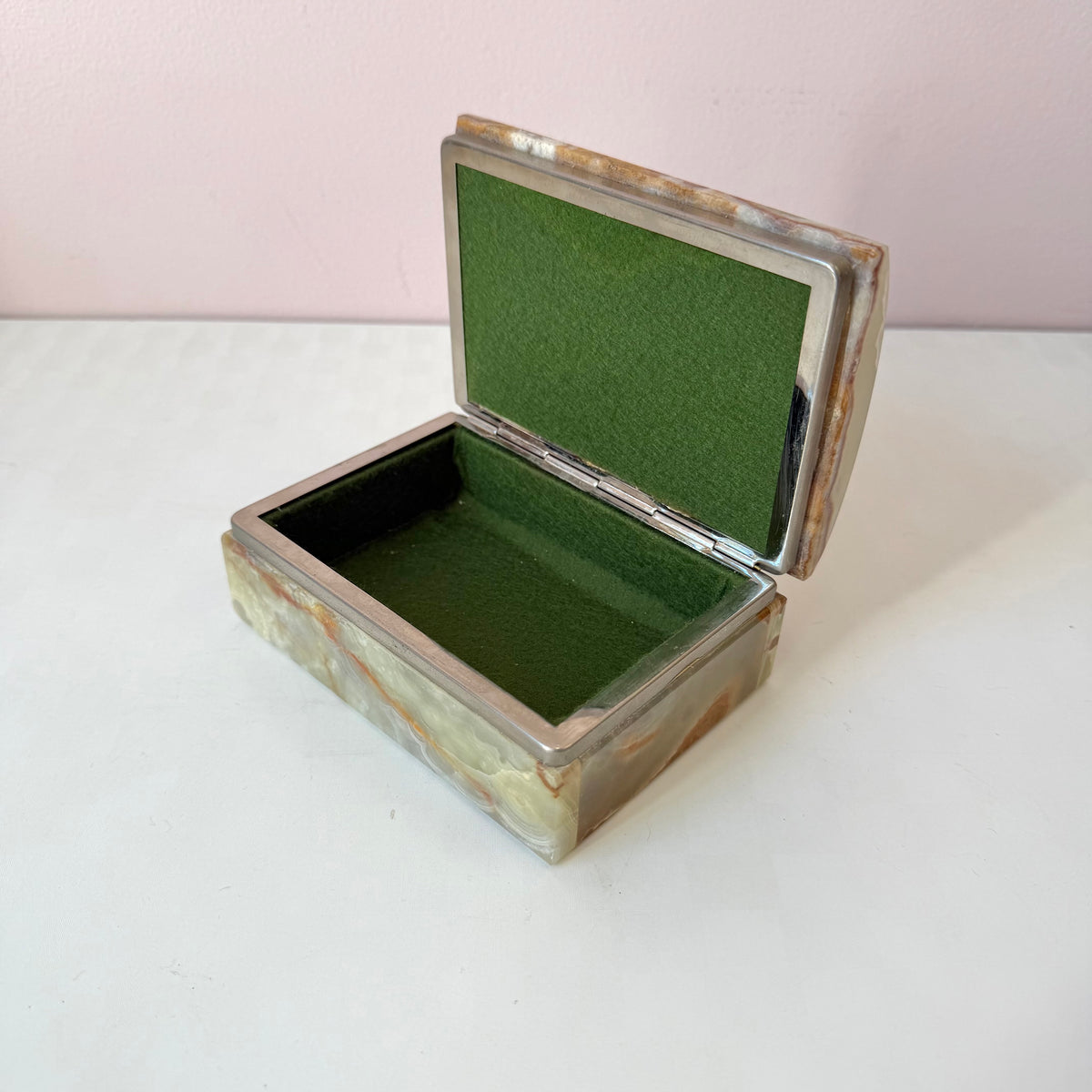 Vintage Green Onyx Hinged Box