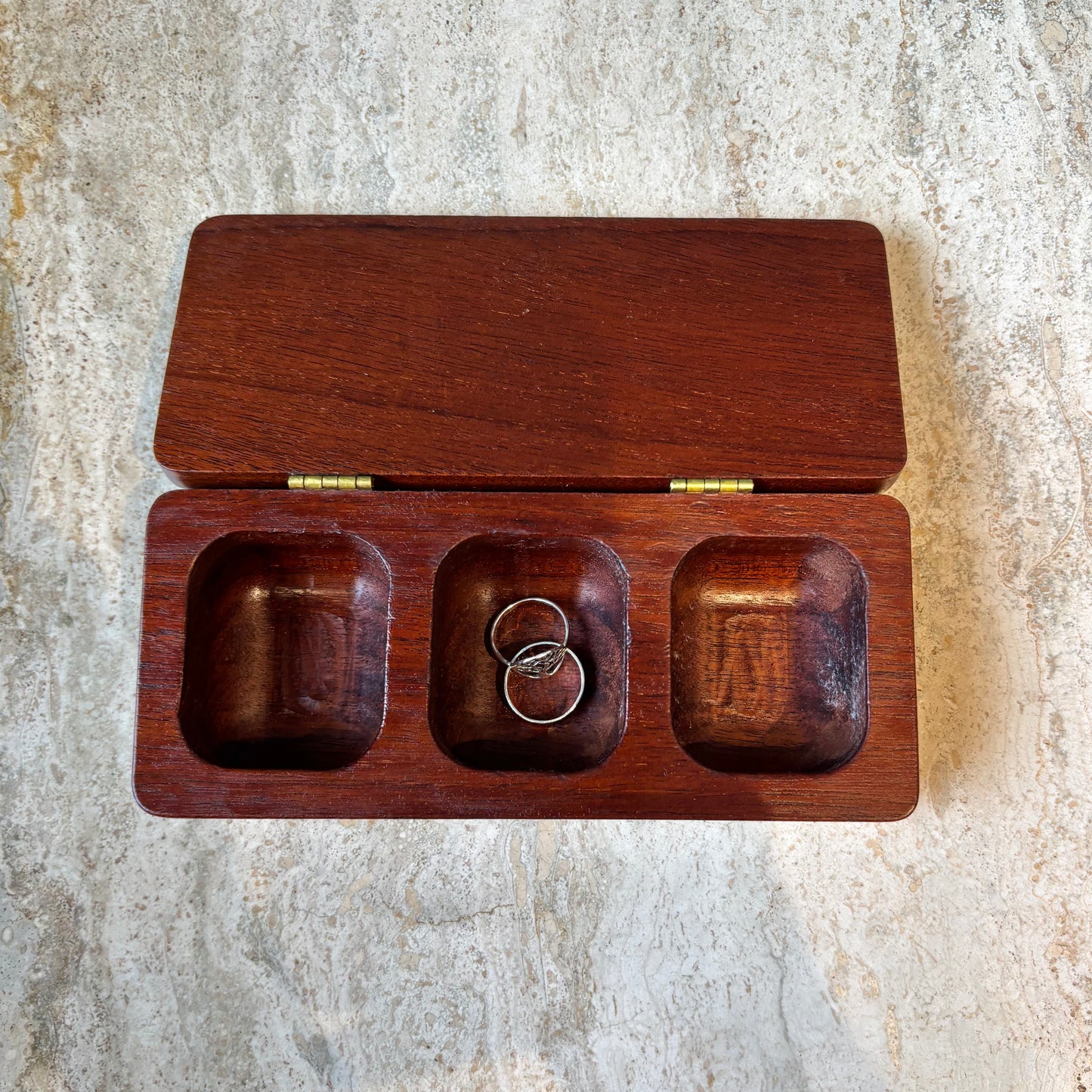 Vintage Three Compartment Wooden Box