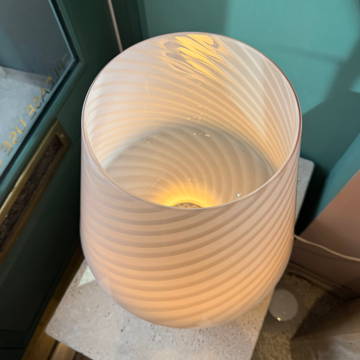 Extra Large Vintage Blush Pink Murano Mushroom Lamp