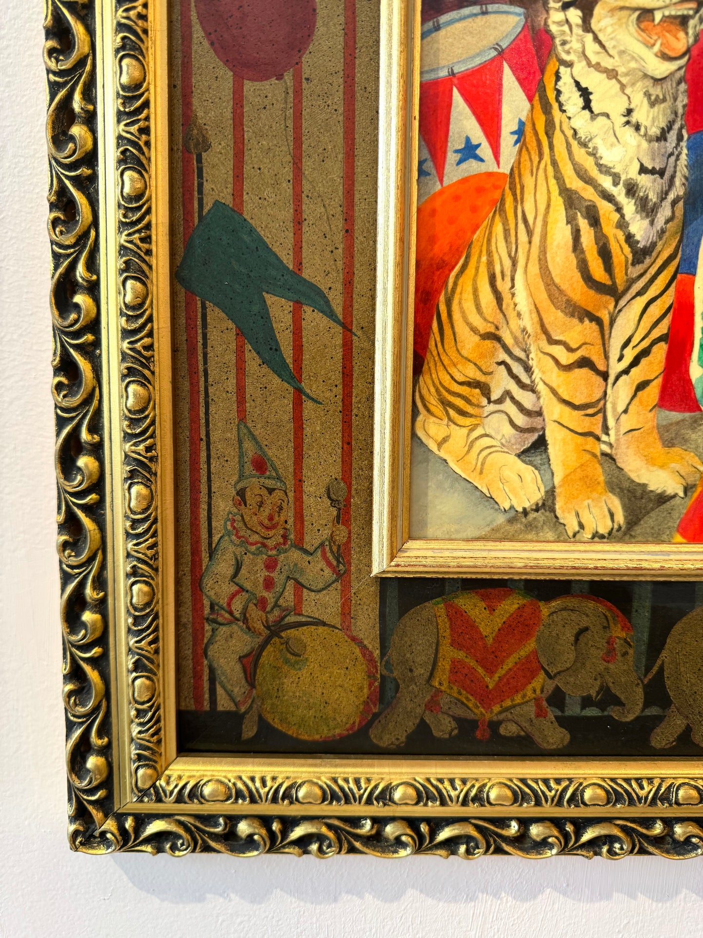 Vintage Original Framed "The Summer Circus" 1988 Acrylic on Board Painting by Phyllis Londraville