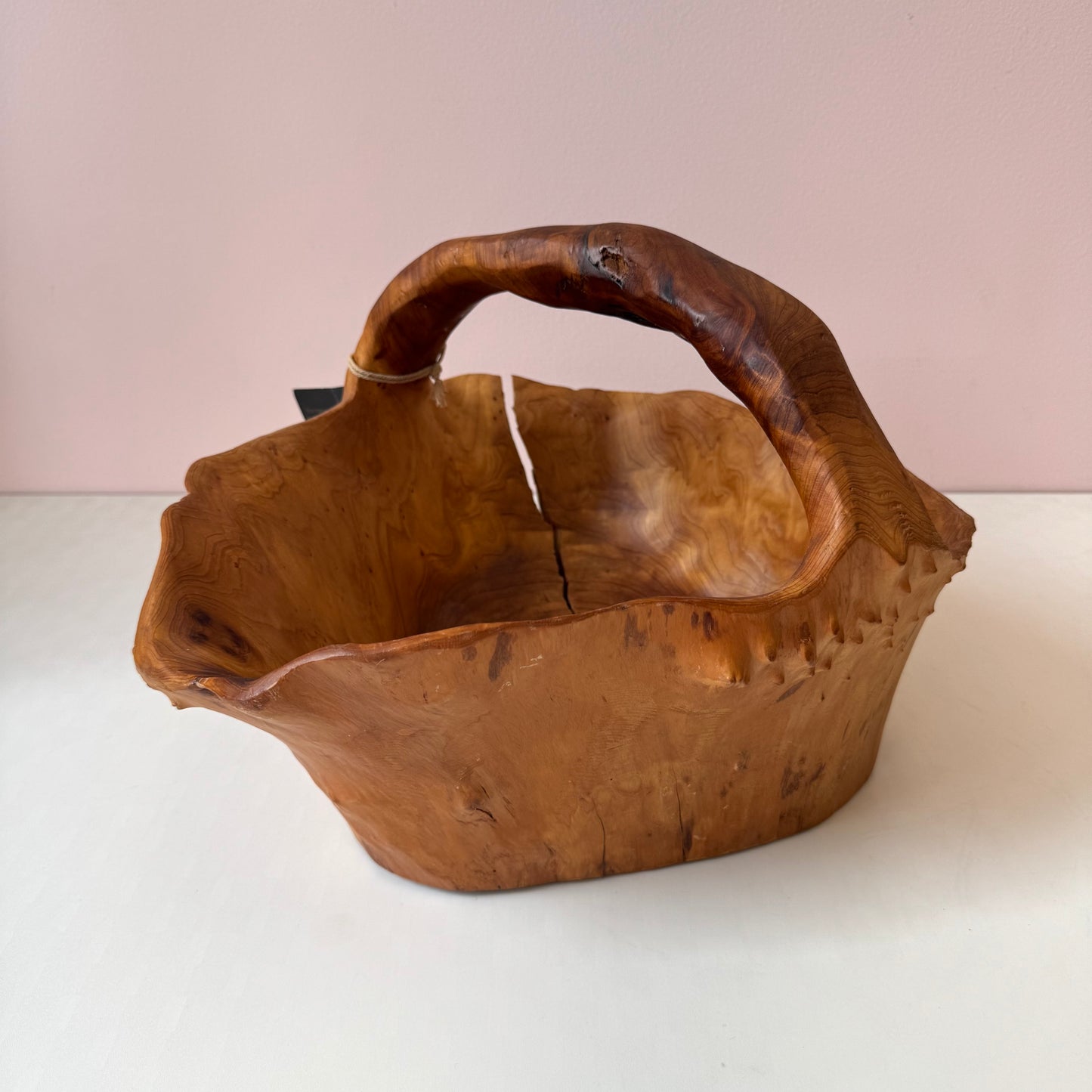 Vintage Hand-Crafted Live Edge Carved Wooden Root Bowl