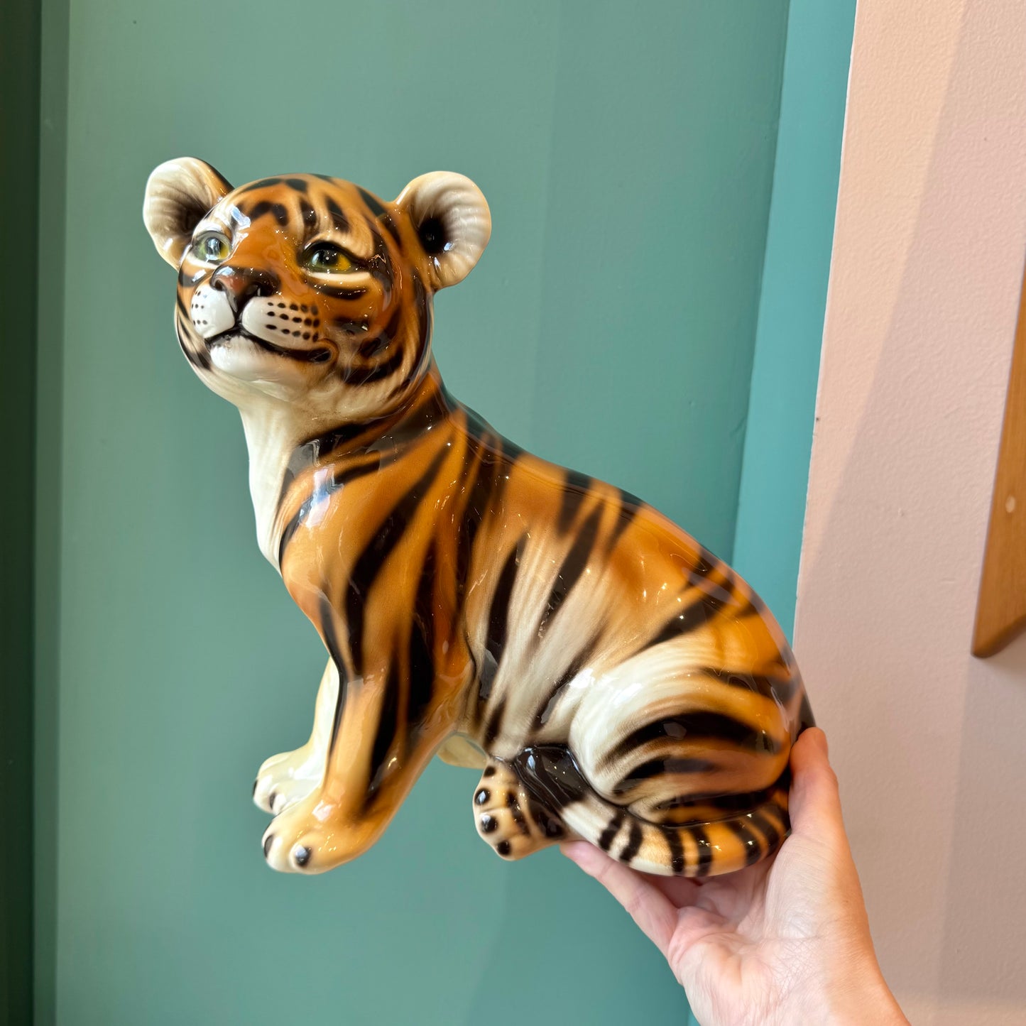 Vintage Italian Porcelain Tiger Cub Statue