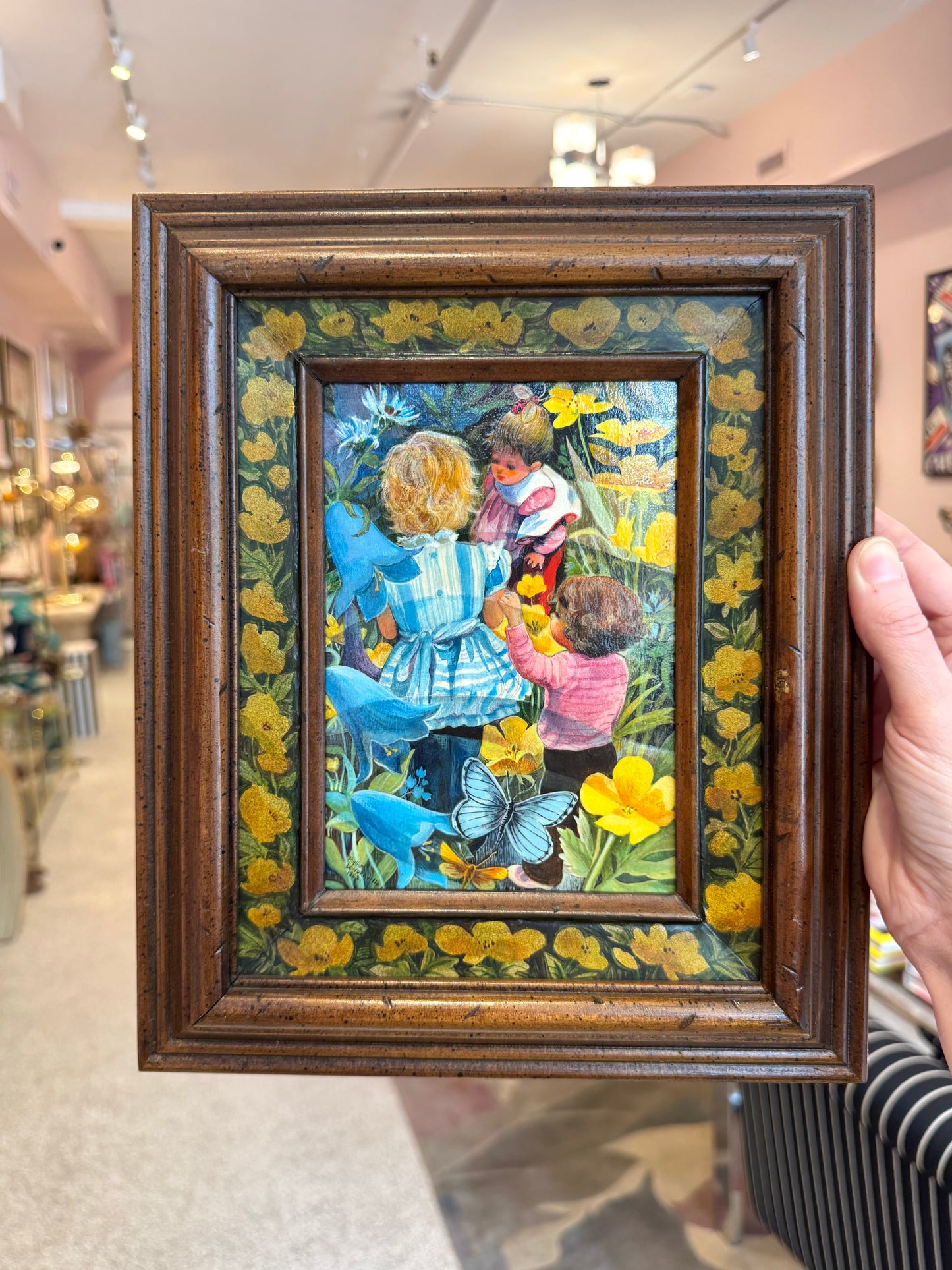 Vintage Small Original Framed "The Buttercup Day" 1982 Acrylic on Board Painting by Phyllis Londraville
