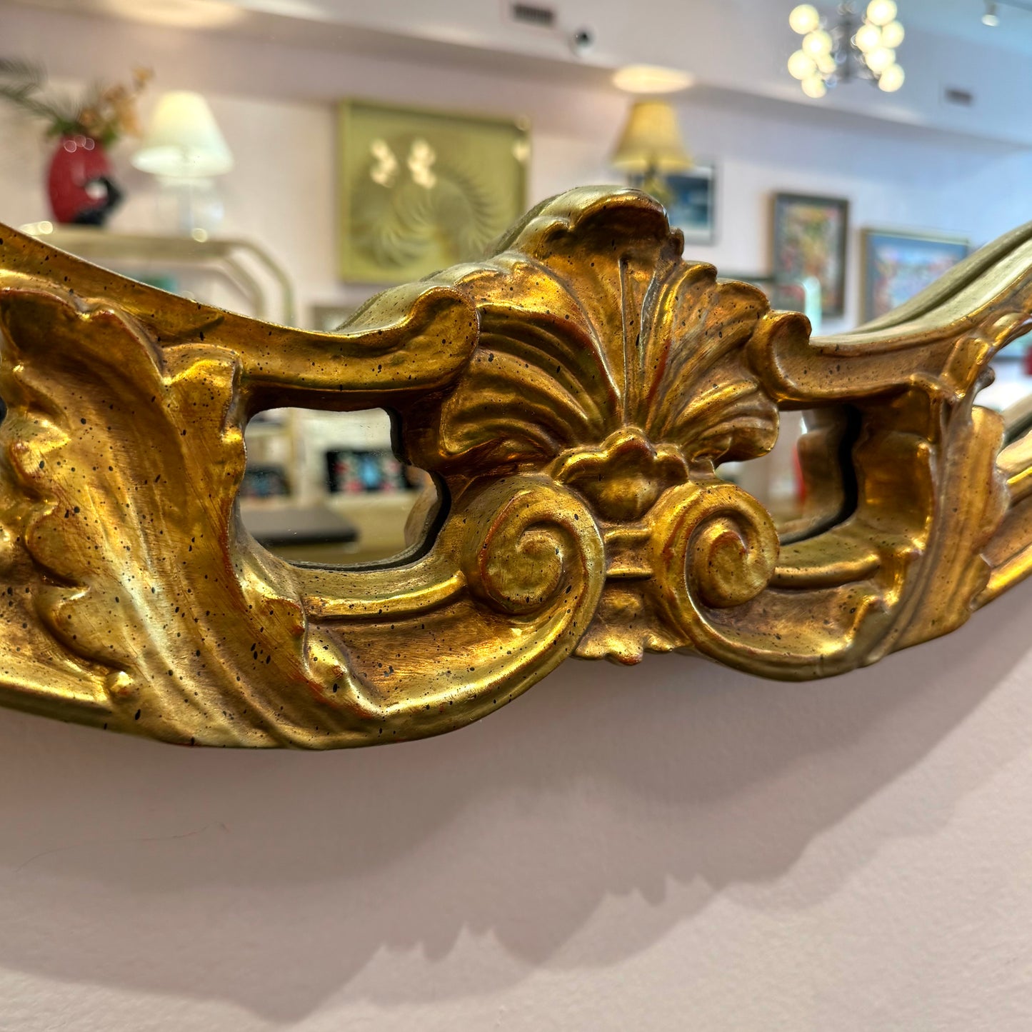 Vintage Large Gold Giltwood Rococo Style Mirror