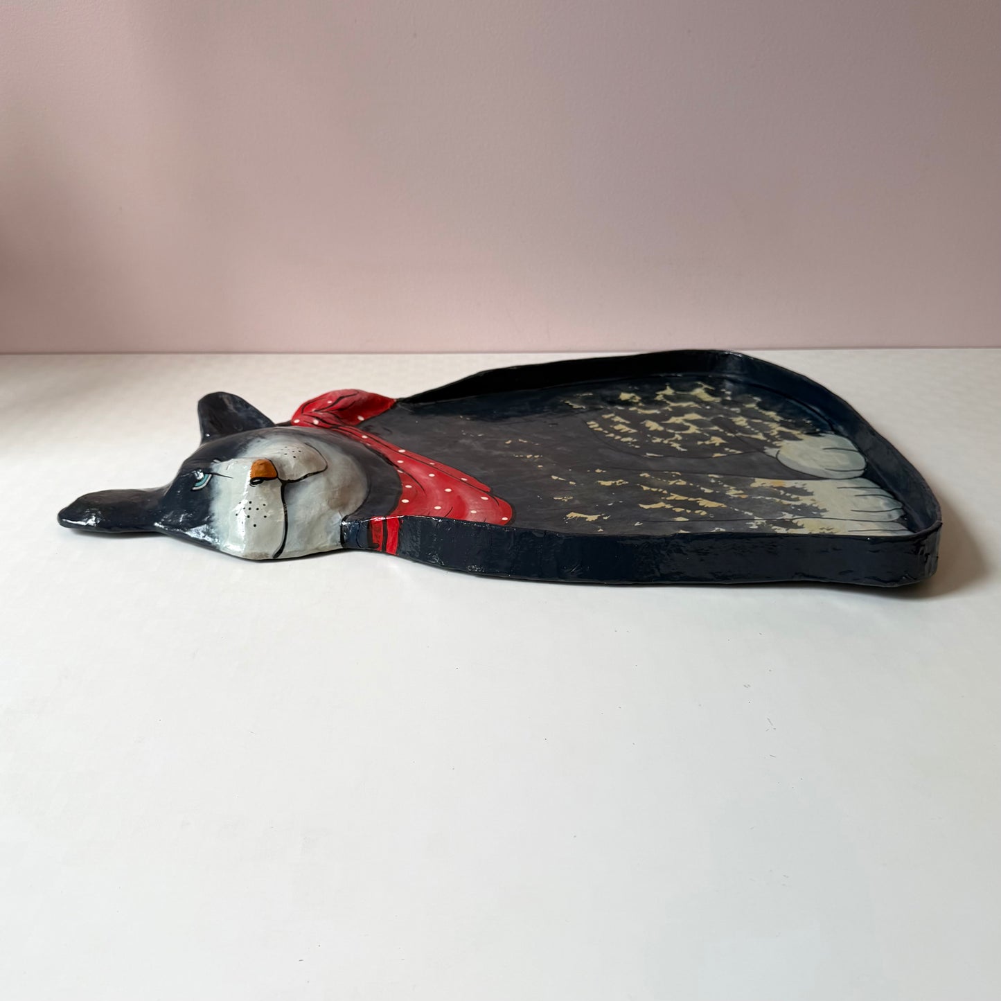 Vintage Large Paper Maché Cat Tray