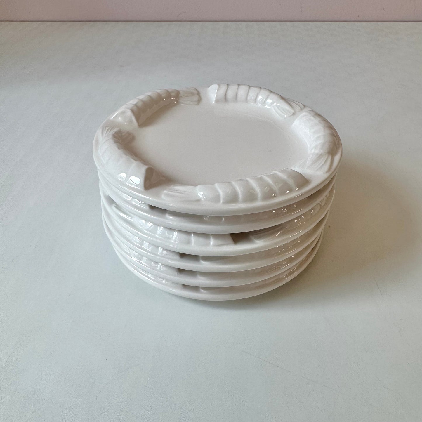 Vintage Set of 6 Ceramic Shrimp Appetizer Plates by Shafford Japan