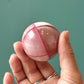 Vintage Set of Rose Quartz Egg and Ball Paperweights