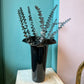 Vintage Tall Ruffled Edge Black Glass Vase
