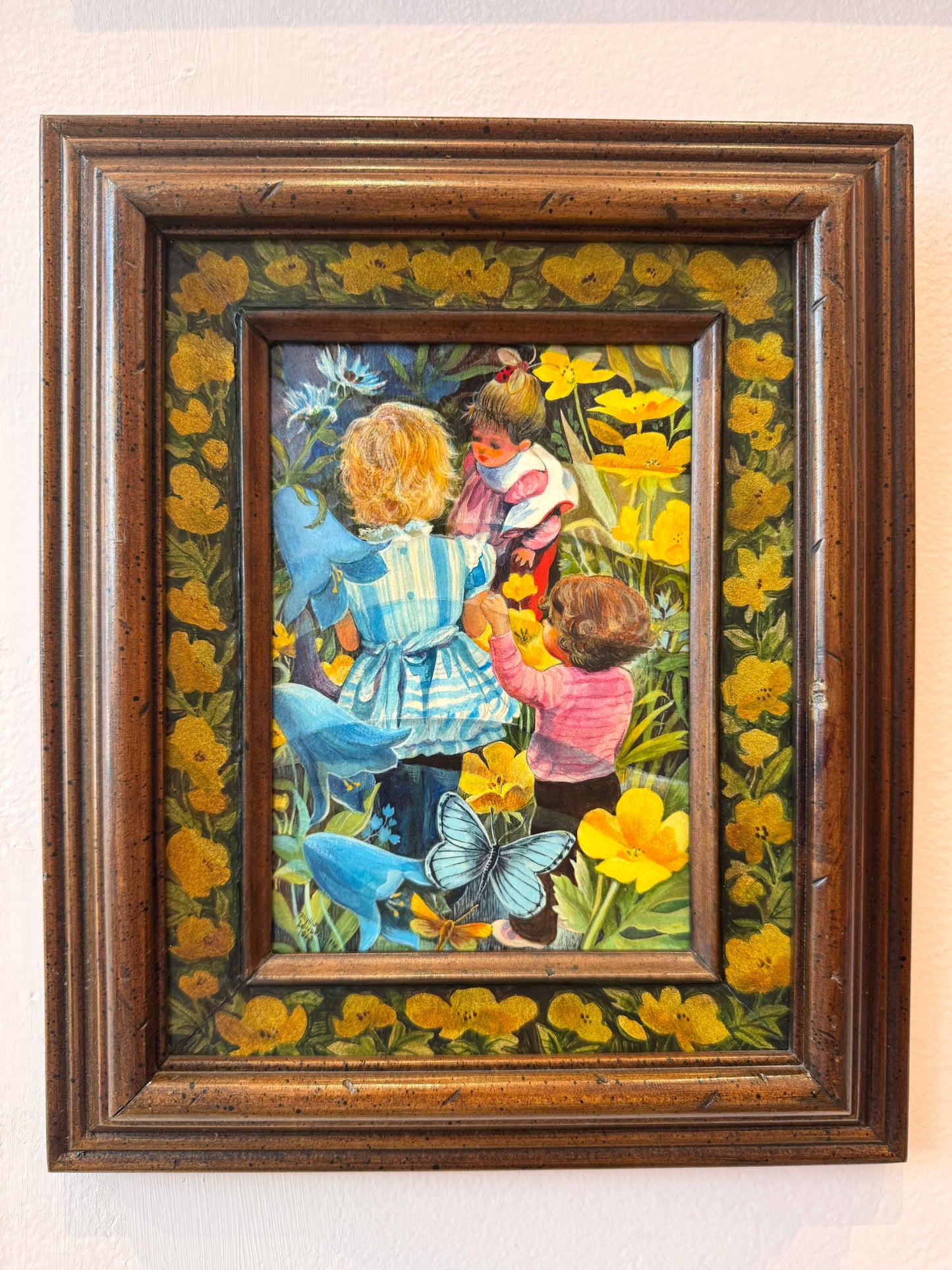 Vintage Small Original Framed "The Buttercup Day" 1982 Acrylic on Board Painting by Phyllis Londraville