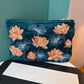 Lotus Rich Blue Velvet Large Everyday Pouch by Elizabeth Scarlett