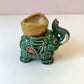 Vintage Green Glazed Ceramic Elephant Planter