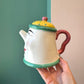 Vintage 5 Piece Tea Set “Coffee Break” by Clay Art San Francisco, Dated 1993