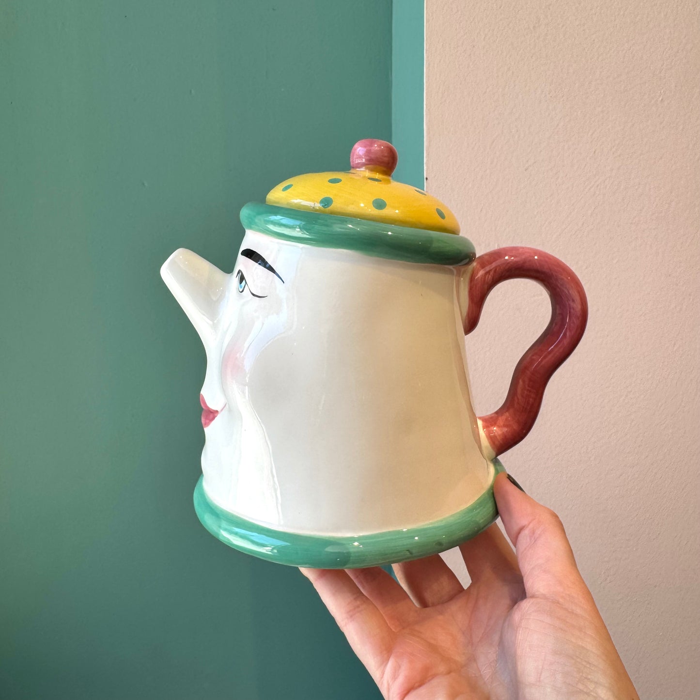 Vintage 5 Piece Tea Set “Coffee Break” by Clay Art San Francisco, Dated 1993