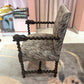 Antique Lions Head Barley Twist Suede Chair/item