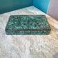 Antique Brass Box with Mosaic Turquoise Stone Design