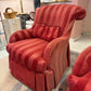 Vintage Raspberry Red Regency Style Striped Lounge Armchair by Lexington Furniture /item