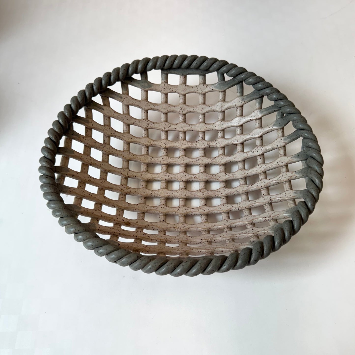 Vintage Mid-Century Pottery Lattice Bowl