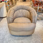 1980's Ruched Back Swivel Barrel Chair