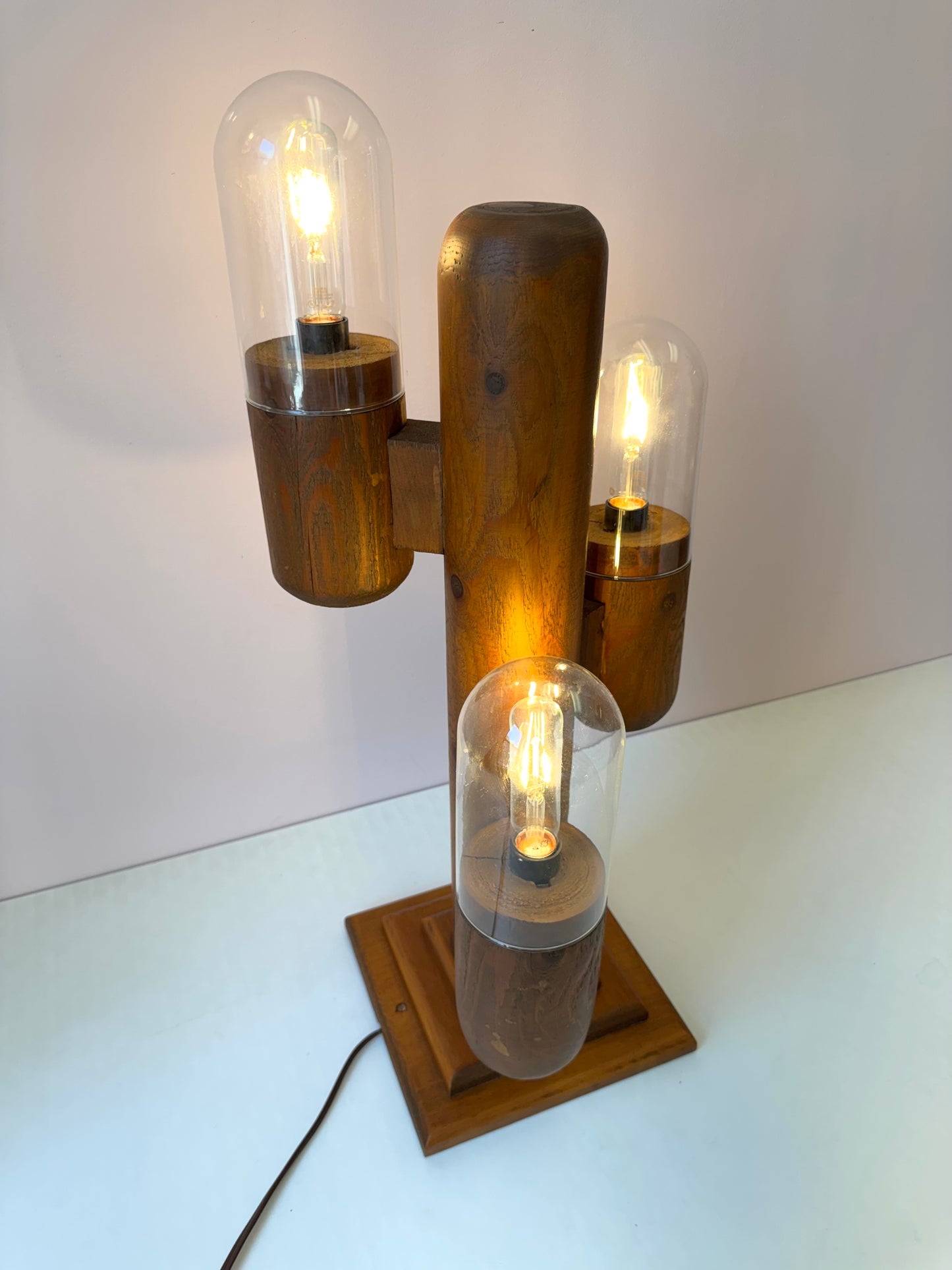 Vintage 1990’s Wooden Modeline Replica Saguaro Cactus Lamp (as is)