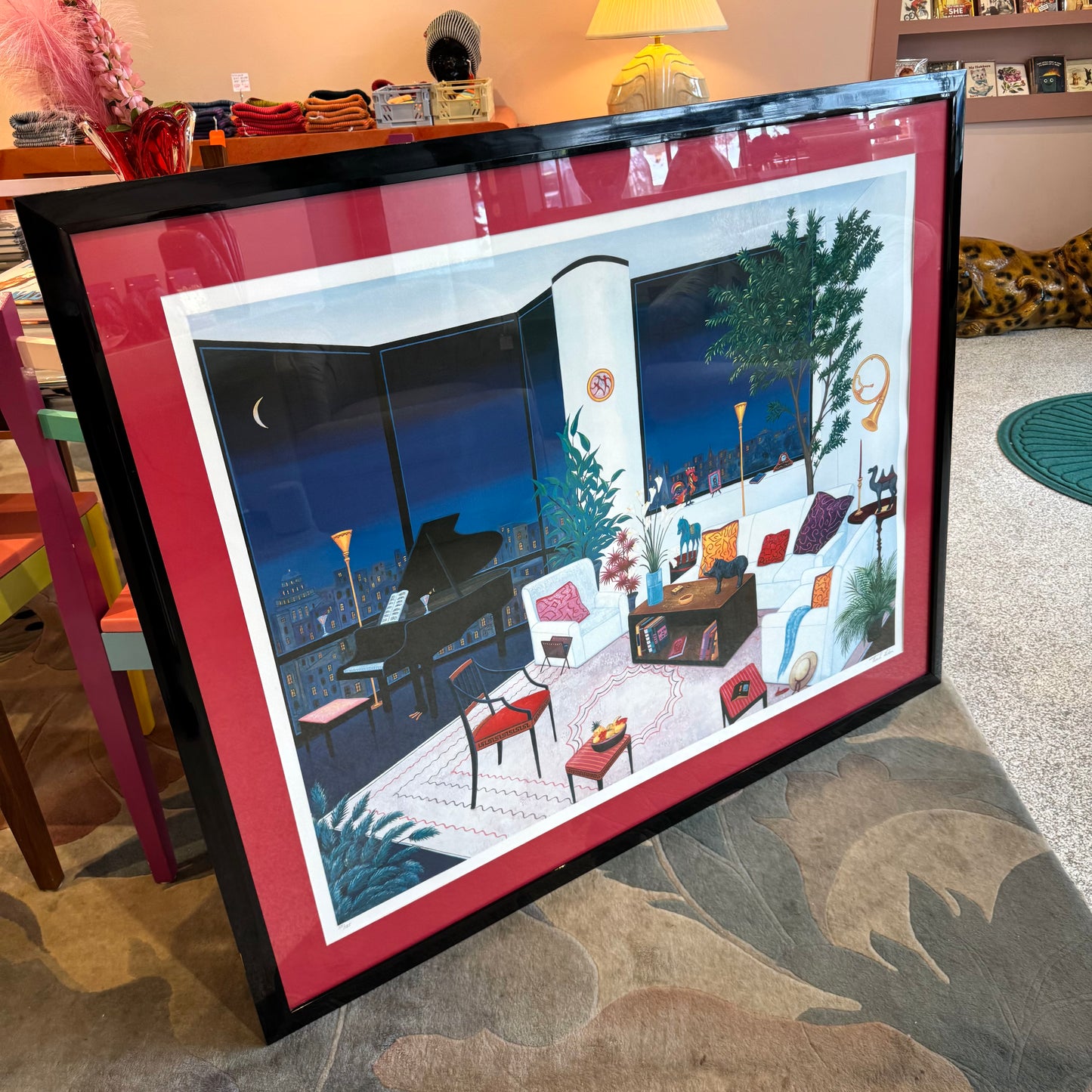 Vintage Framed Limited Edition Serigraph Titled "Moonlight Sonata" By Fanch Ledan, Signed