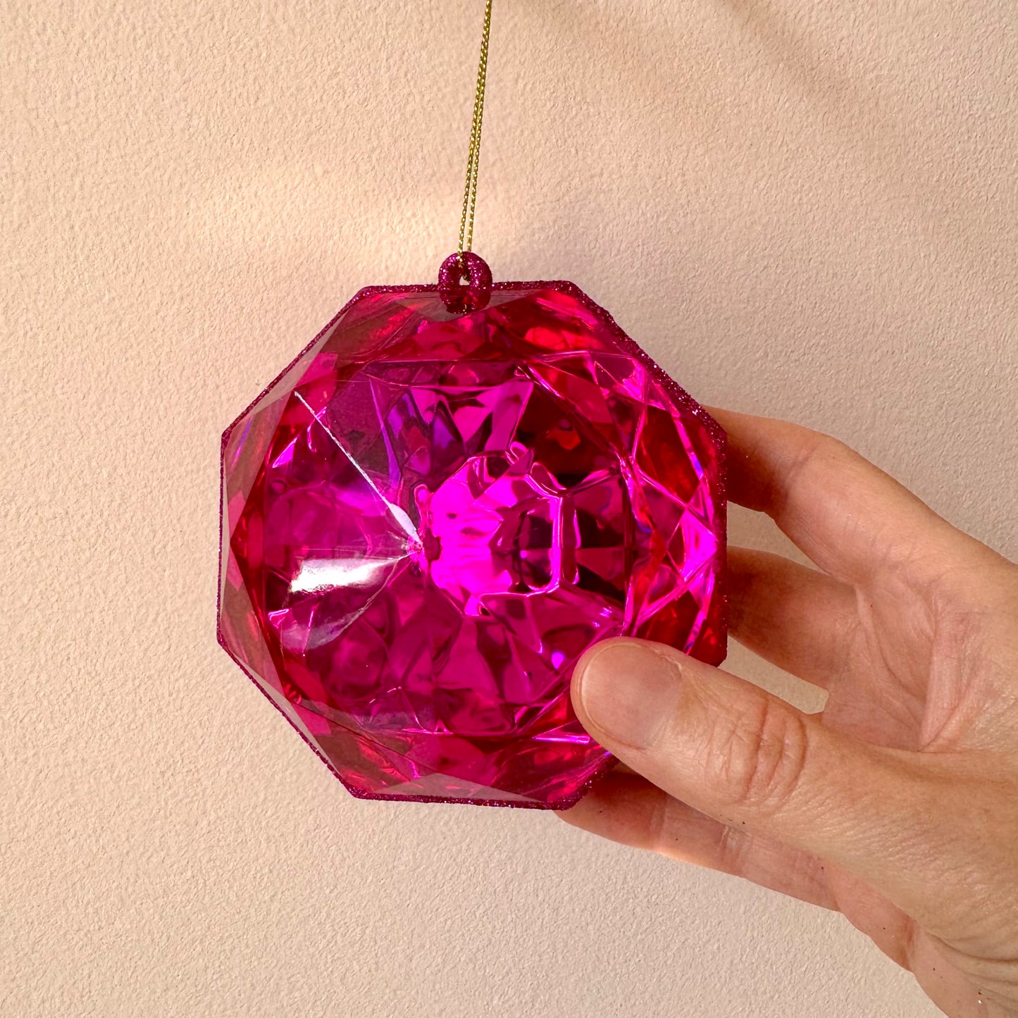 Fuscia Pink Gem Ornament
