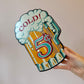 Vintage 1960's Wooden "Cold 5¢" Beer Wall Sign