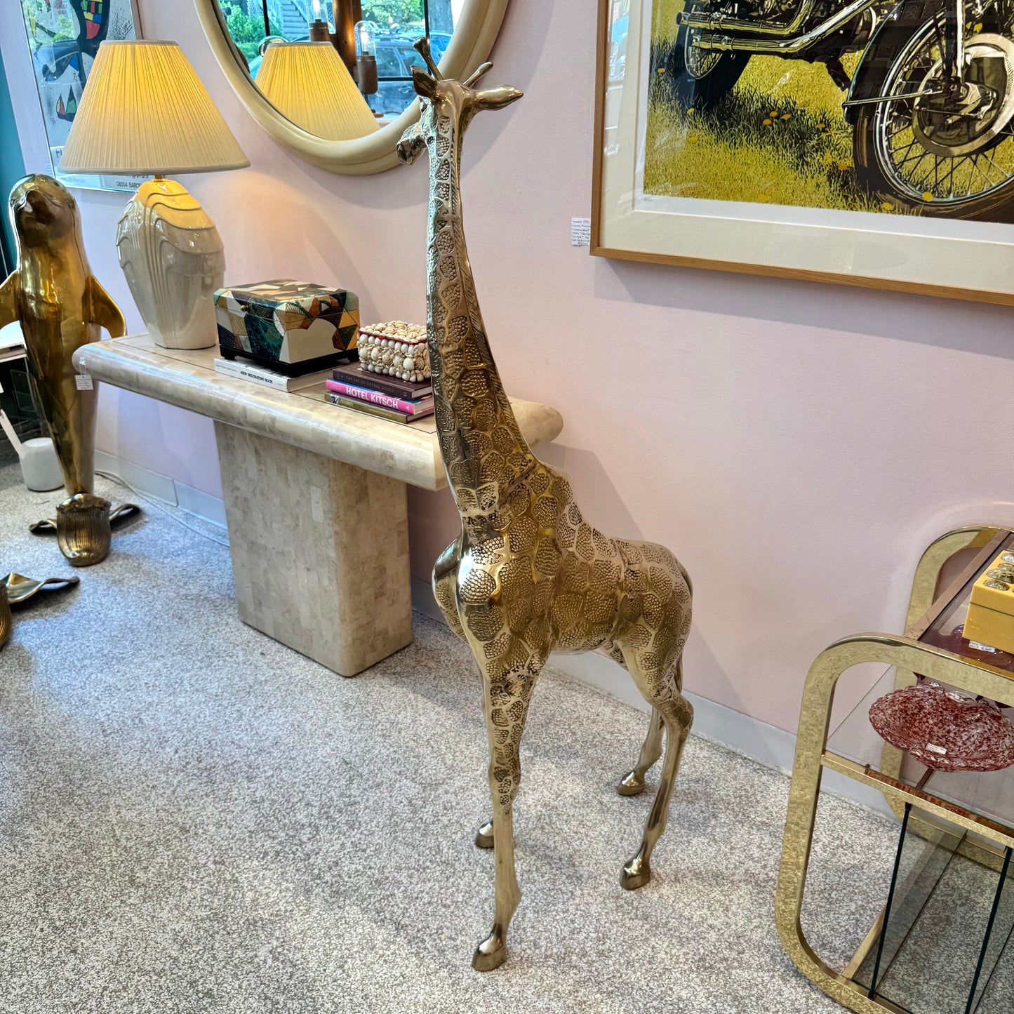 Vintage Extra Large Brass Giraffe 54.5"