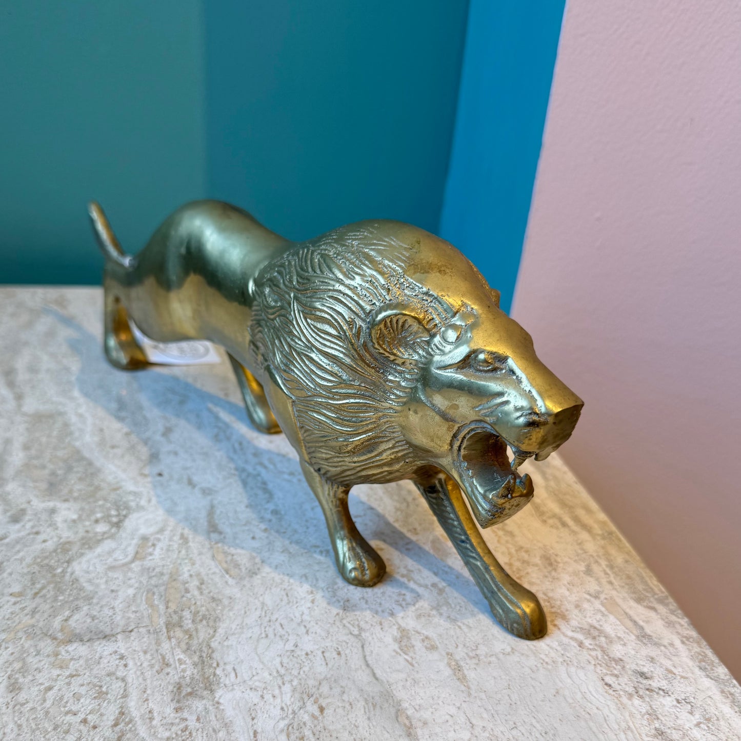 Vintage Brass Lion Statue