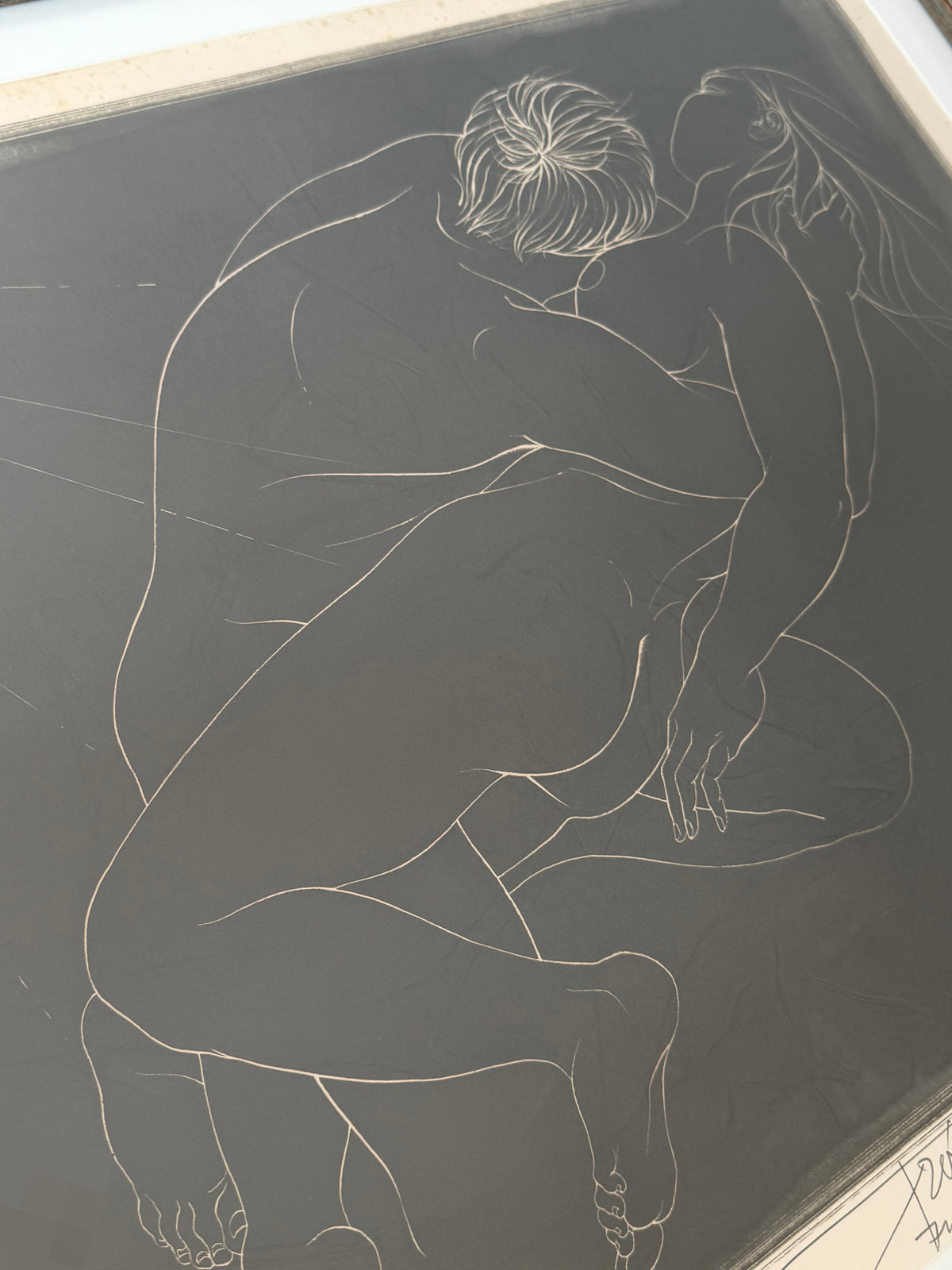 Vintage 1974 “Untitled - Embrace” Limited Edition Artists Proof Lithograph by Pierre-Yves Trémois