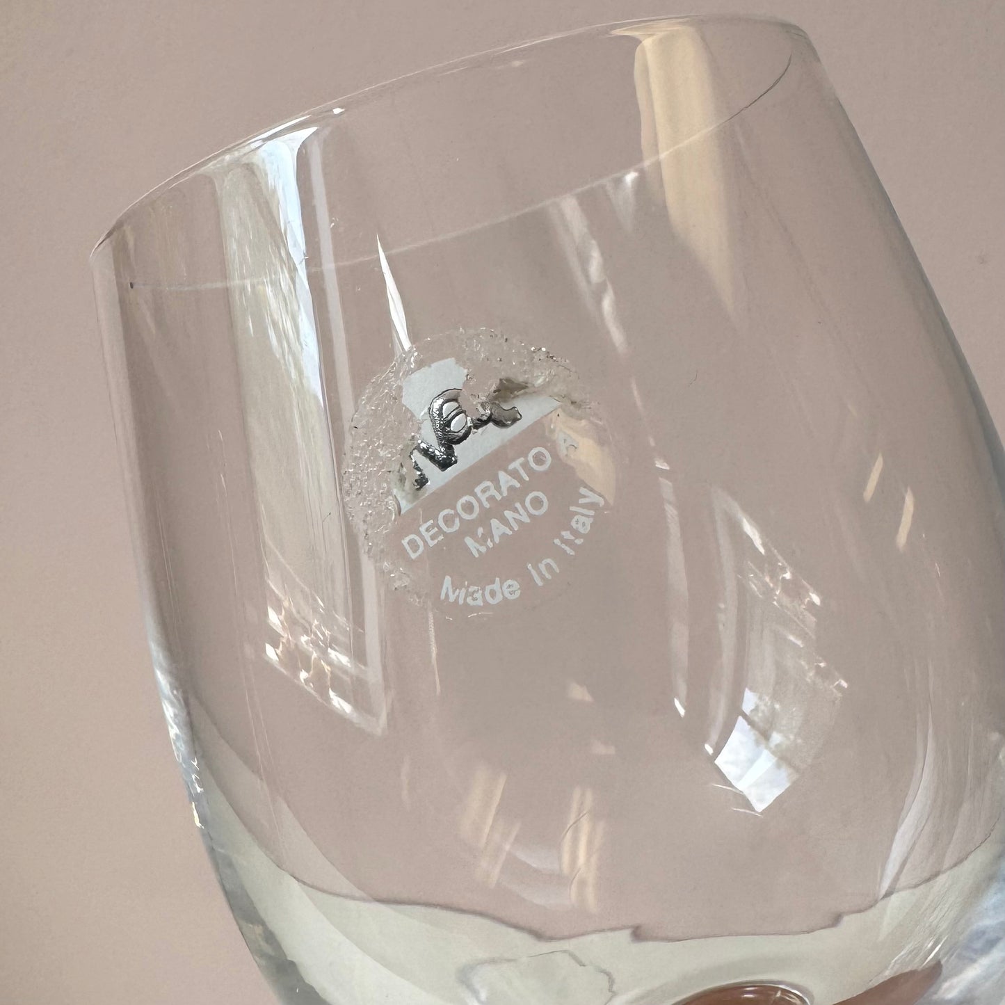 Vintage Set of 6 Hand Made Italian Wine Glasses by IVAT