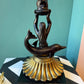 Vintage Mermaid and Dolphin Brass and Bronze Table Lamp with Shade