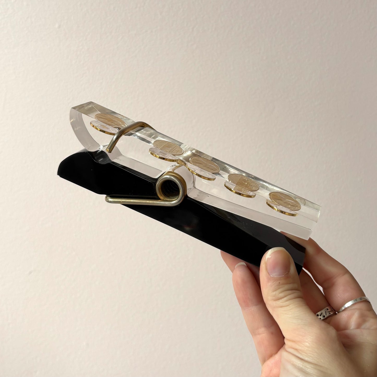 Oversized Vintage Lucite 1979 Penny Clothes Pin
